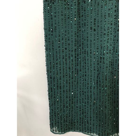 Mac Duggal 10509 Dress Sleeveless Sequined Sheath Midi Deep Emerald Green NWT 14 - Picture 7 of 16
